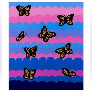 Fluttering Forward: Vibrant Butterfly Canvas Painting- 8x10 in